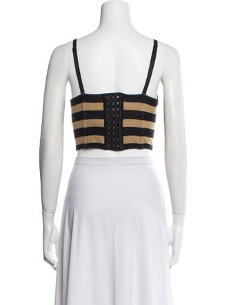 Fleur Du Mal Striped Square Neckline Crop Top