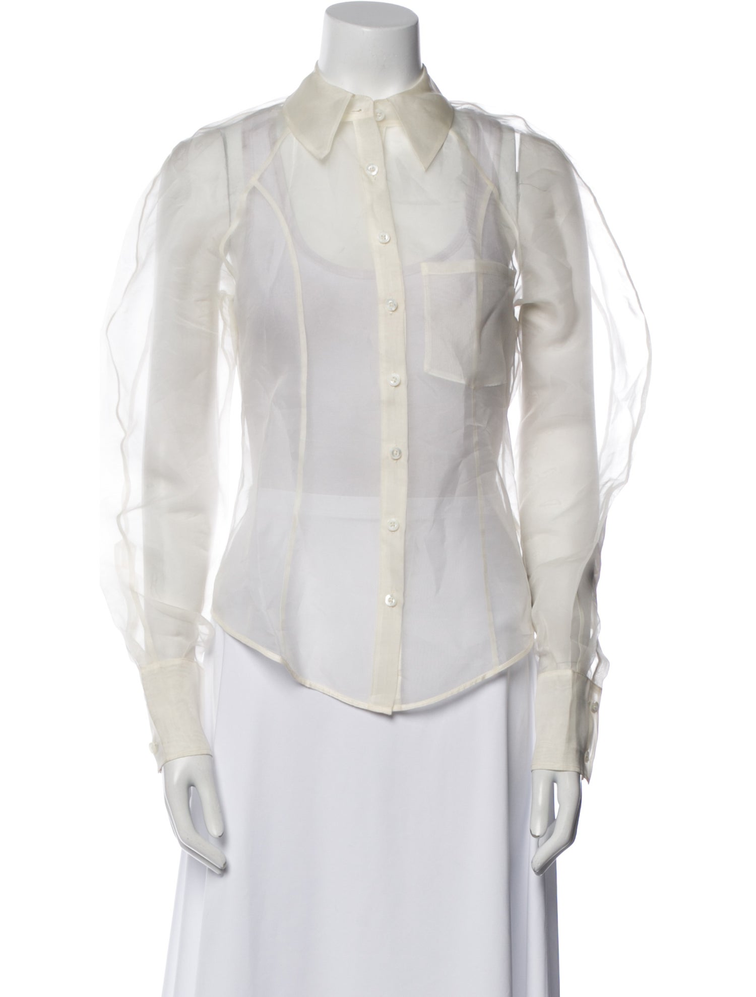 Fleur Du Mal Silk Long Sleeve Button-Up Top