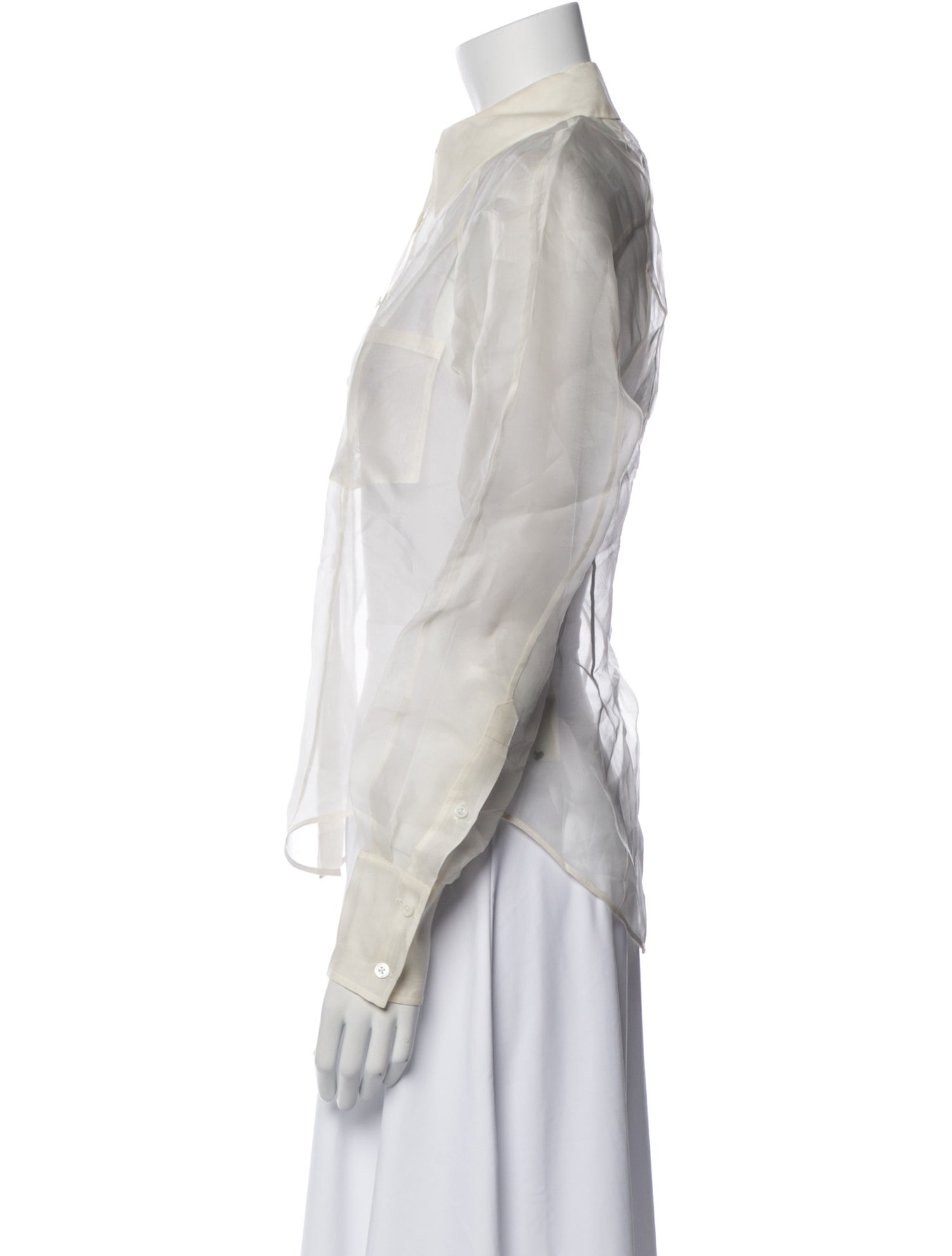 Fleur Du Mal Silk Long Sleeve Button-Up Top