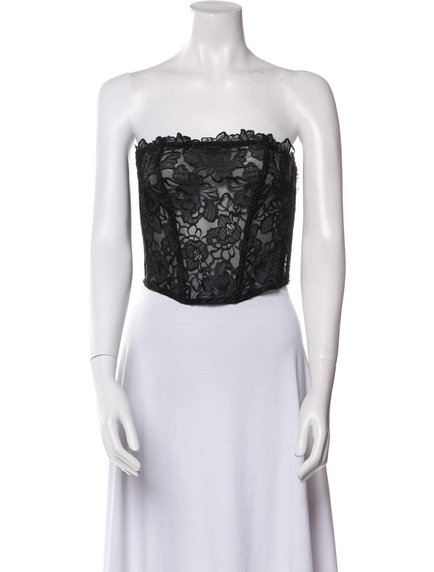 Fleur Du Mal Lace Pattern Strapless Crop Top