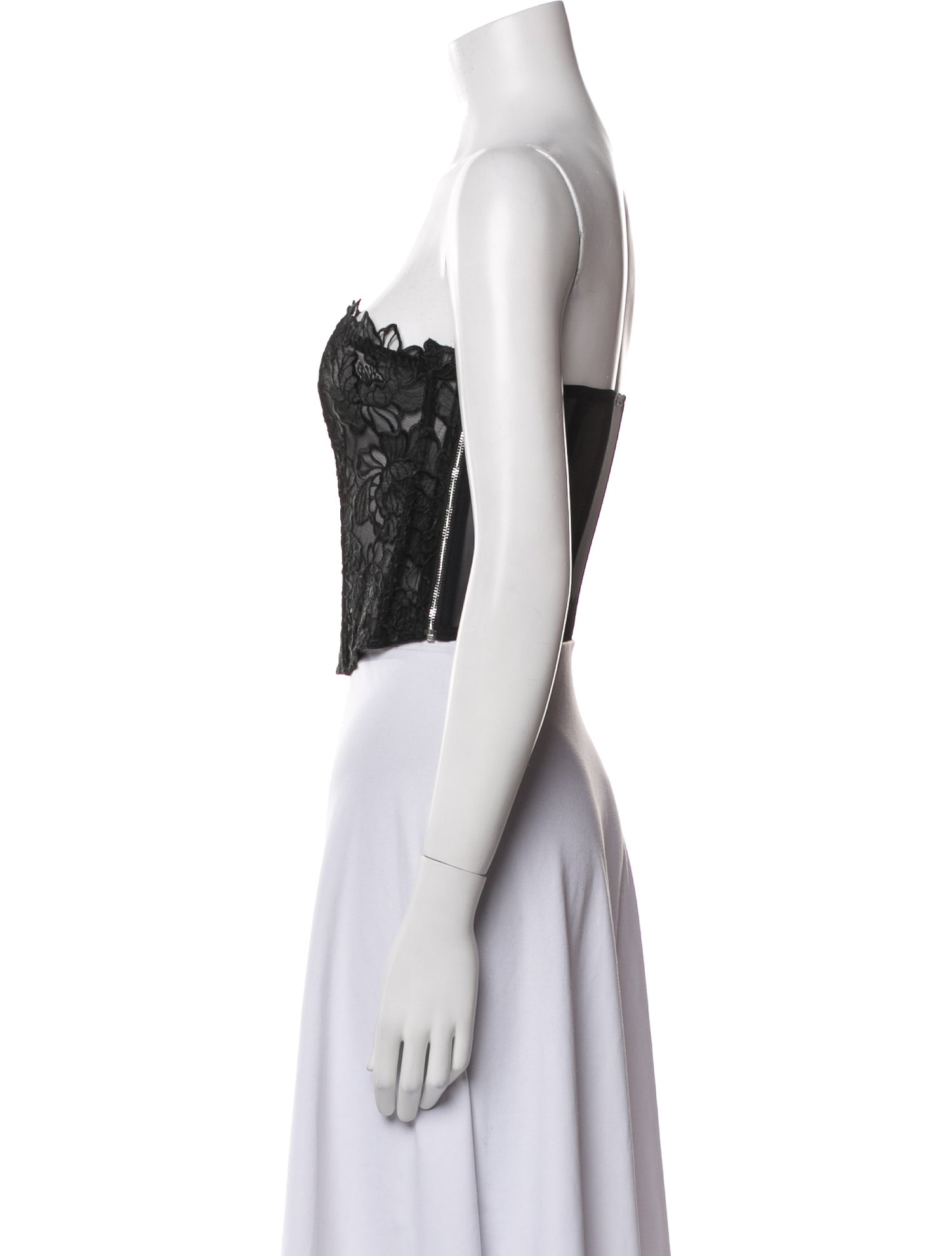 Fleur Du Mal Lace Pattern Strapless Crop Top