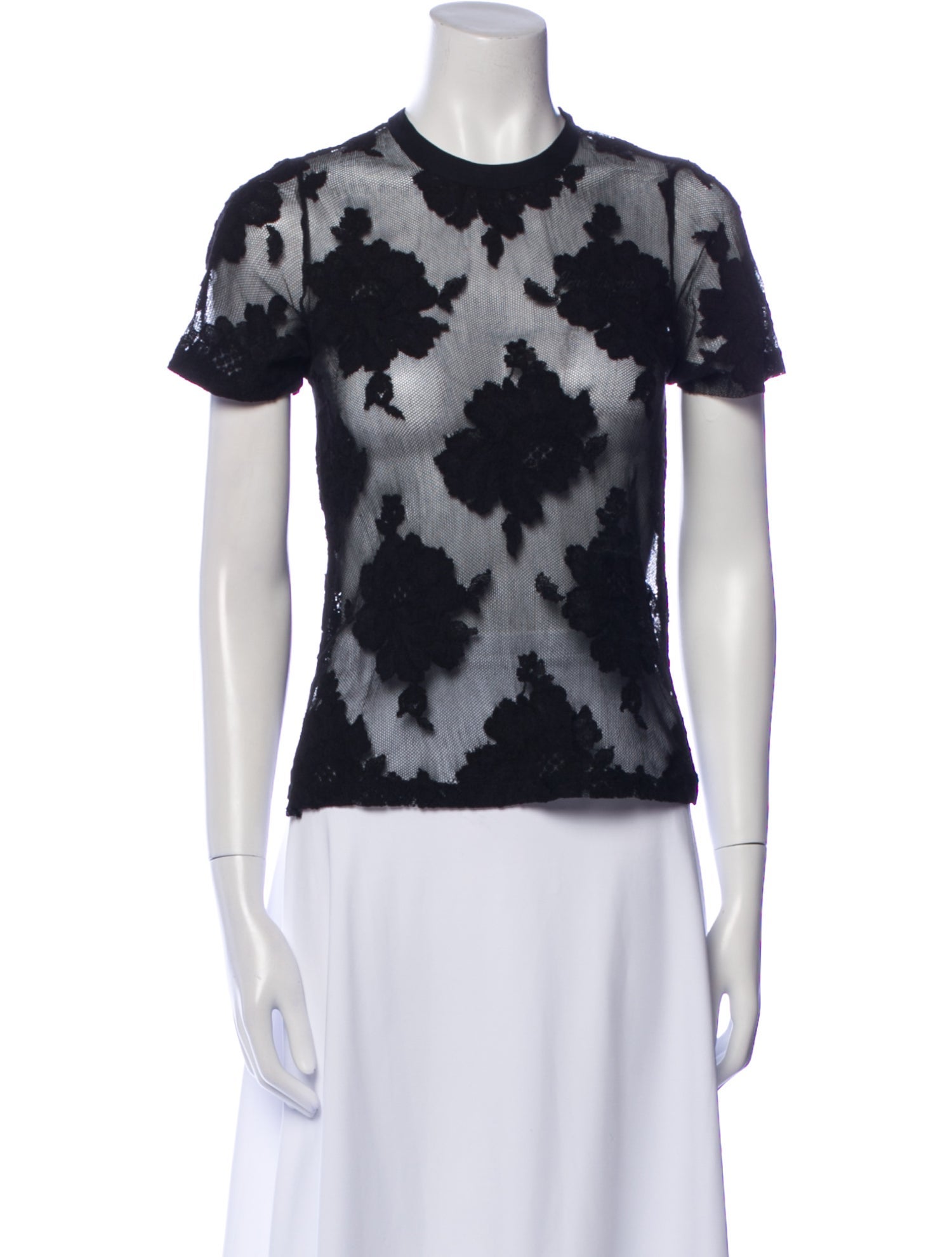 Fleur Du Mal Lace Pattern Crew Neck T-Shirt
