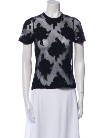 Fleur Du Mal Lace Pattern Crew Neck T-Shirt