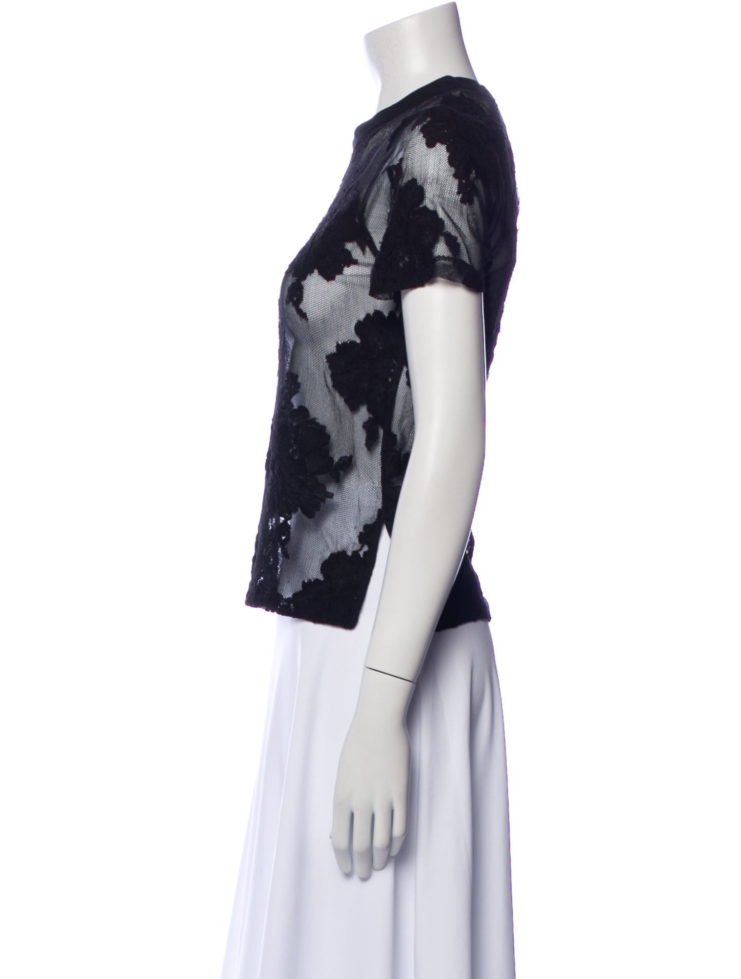 Fleur Du Mal Lace Pattern Crew Neck T-Shirt