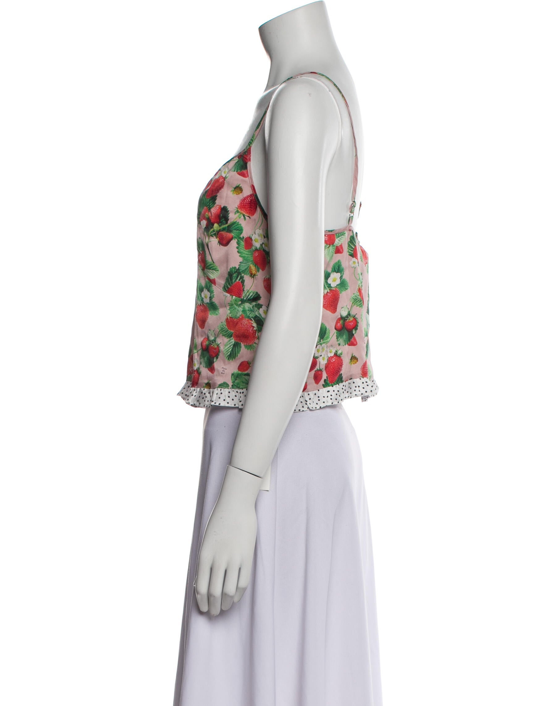 Fleur Du Mal Silk Floral Print Crop Top