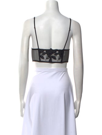 Fleur Du Mal Lace Pattern V-Neck Crop Top