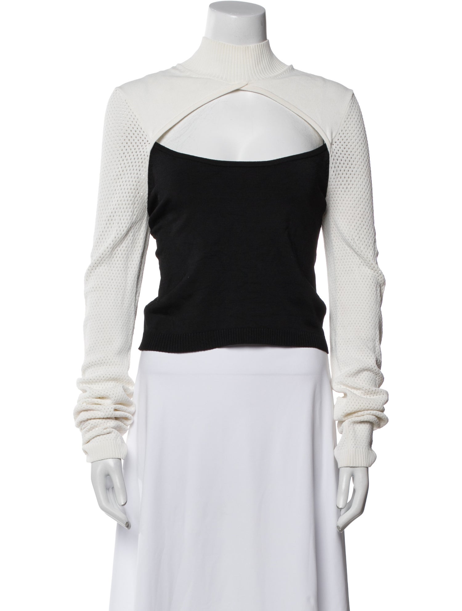Fleur Du Mal Mock Neck Long Sleeve Crop Top