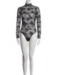 Fleur Du Mal Lace Pattern Mock Neck Bodysuit