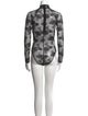 Fleur Du Mal Lace Pattern Mock Neck Bodysuit
