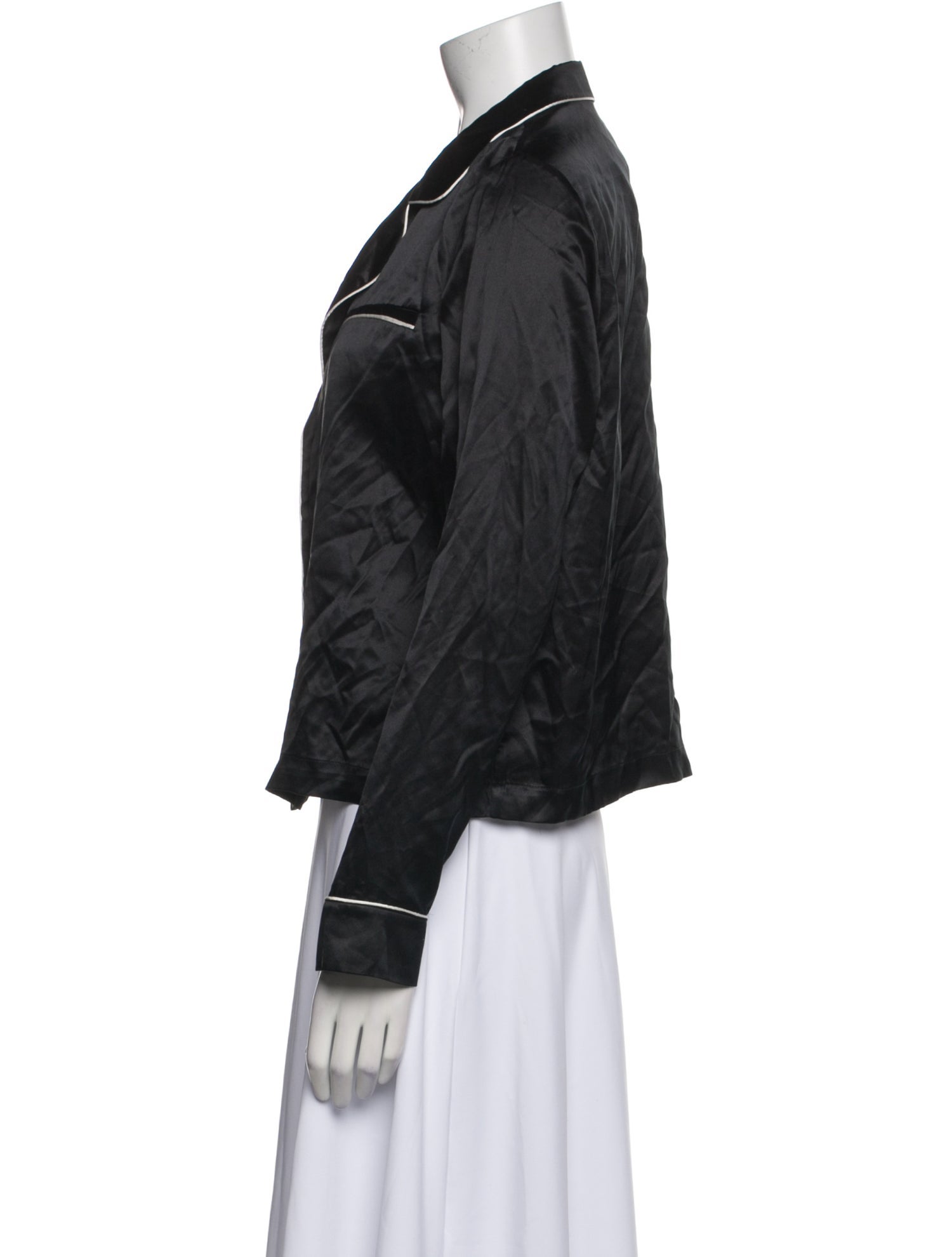 Fleur Du Mal Silk Long Sleeve Button-Up Top