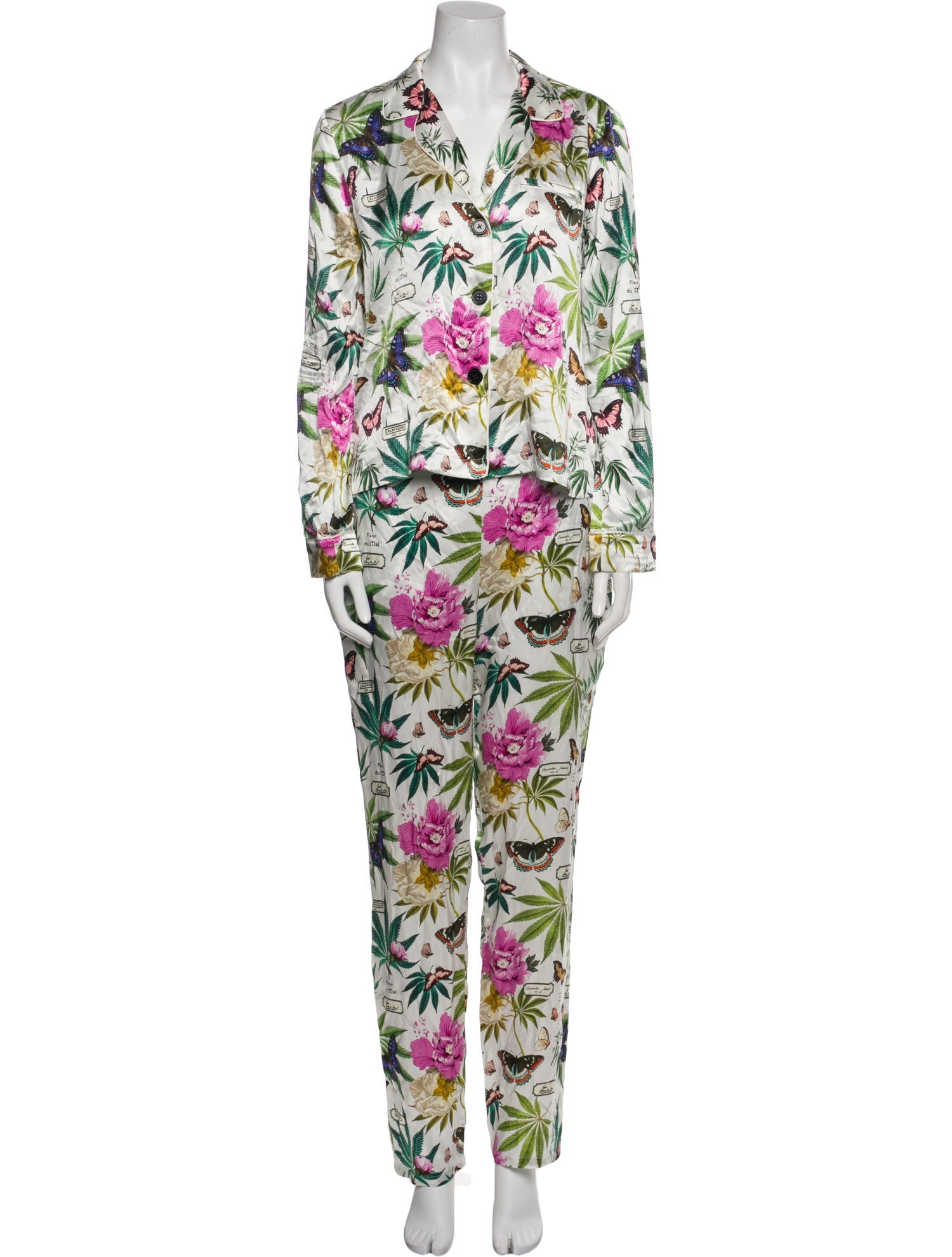 Fleur Du Mal Silk Printed Pant Set