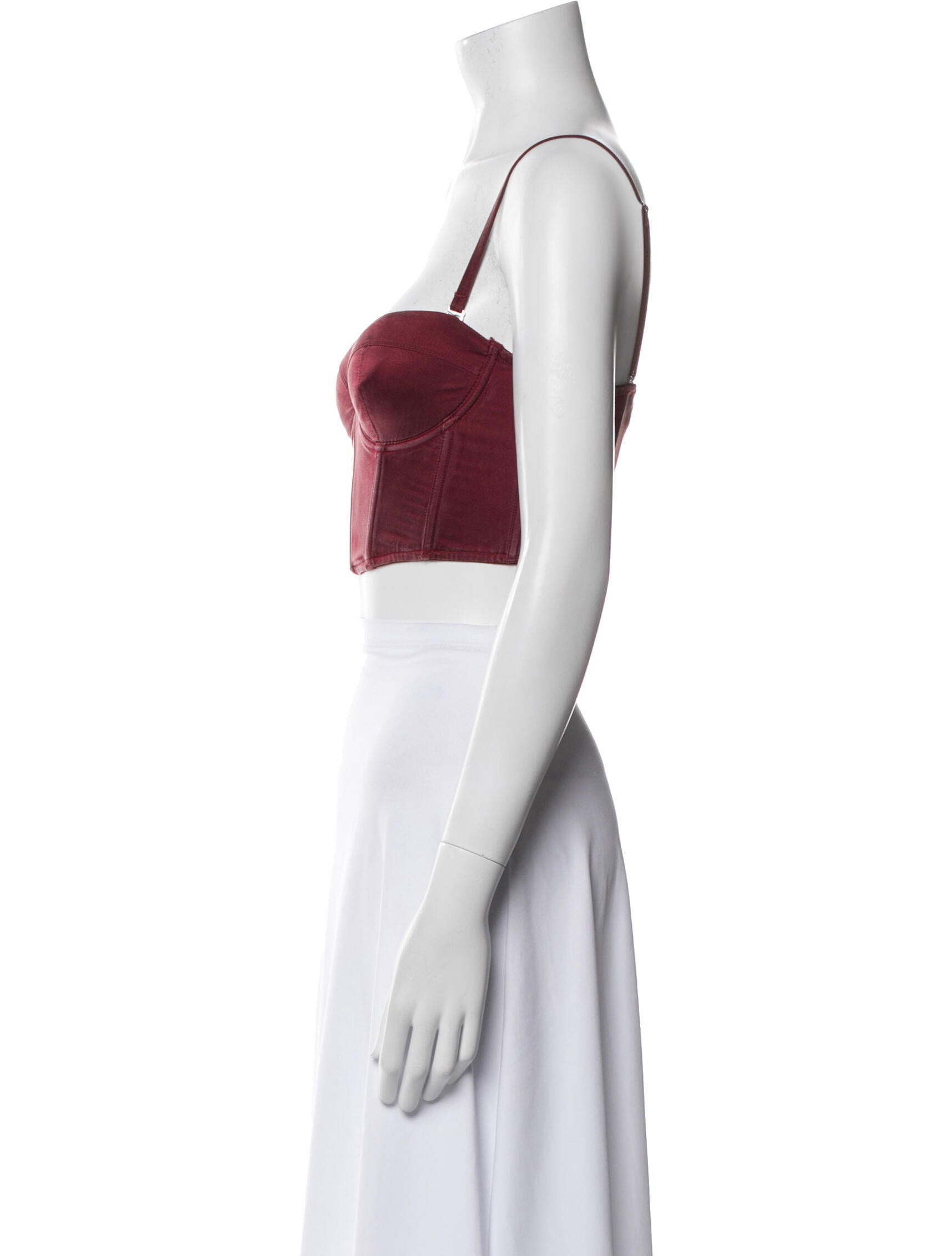 Fleur Du Mal Silk Square Neckline Crop Top