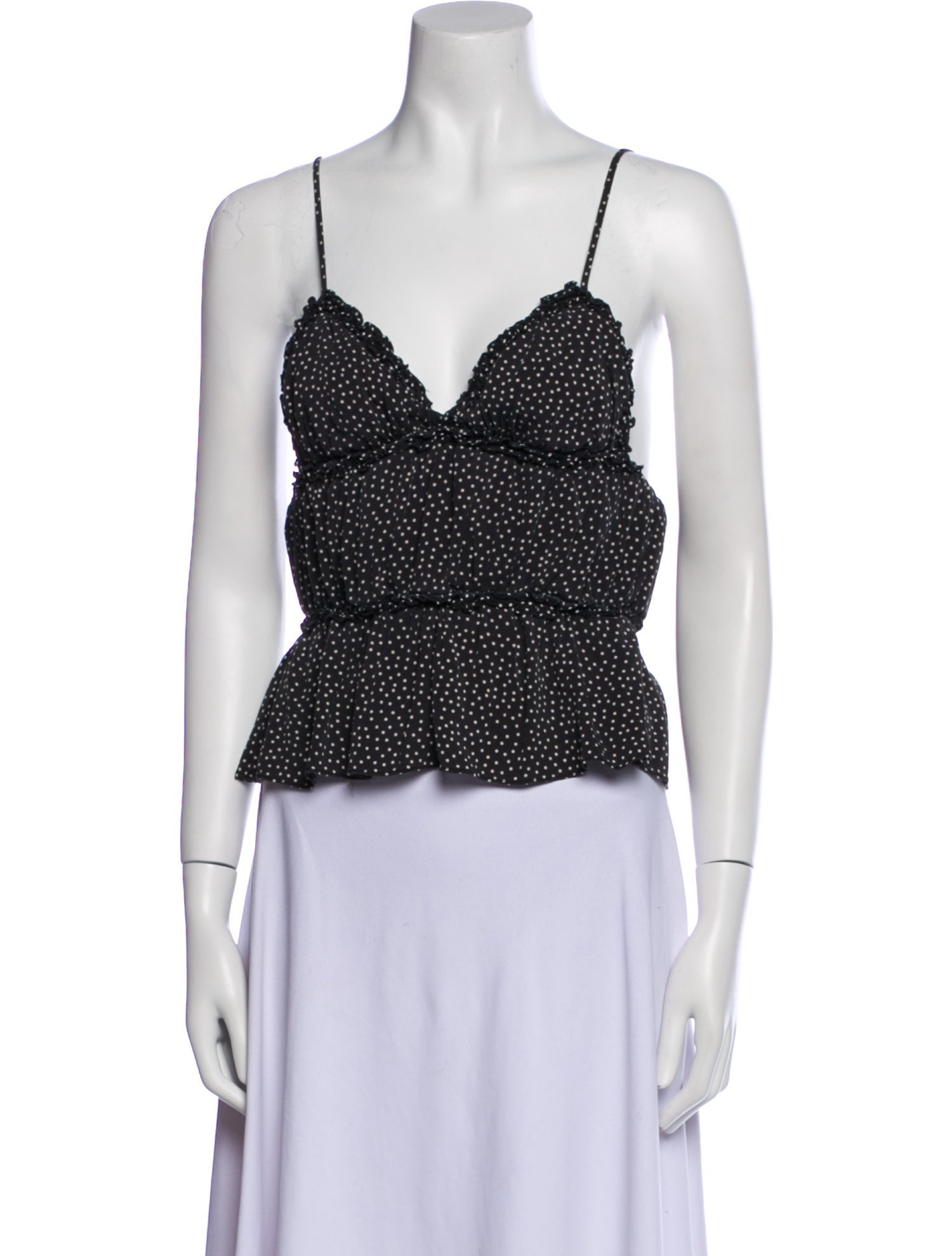 Fleur Du Mal Silk Polka Dot Print Crop Top