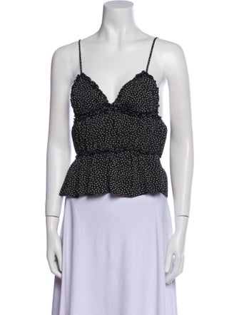 Fleur Du Mal Silk Polka Dot Print Crop Top