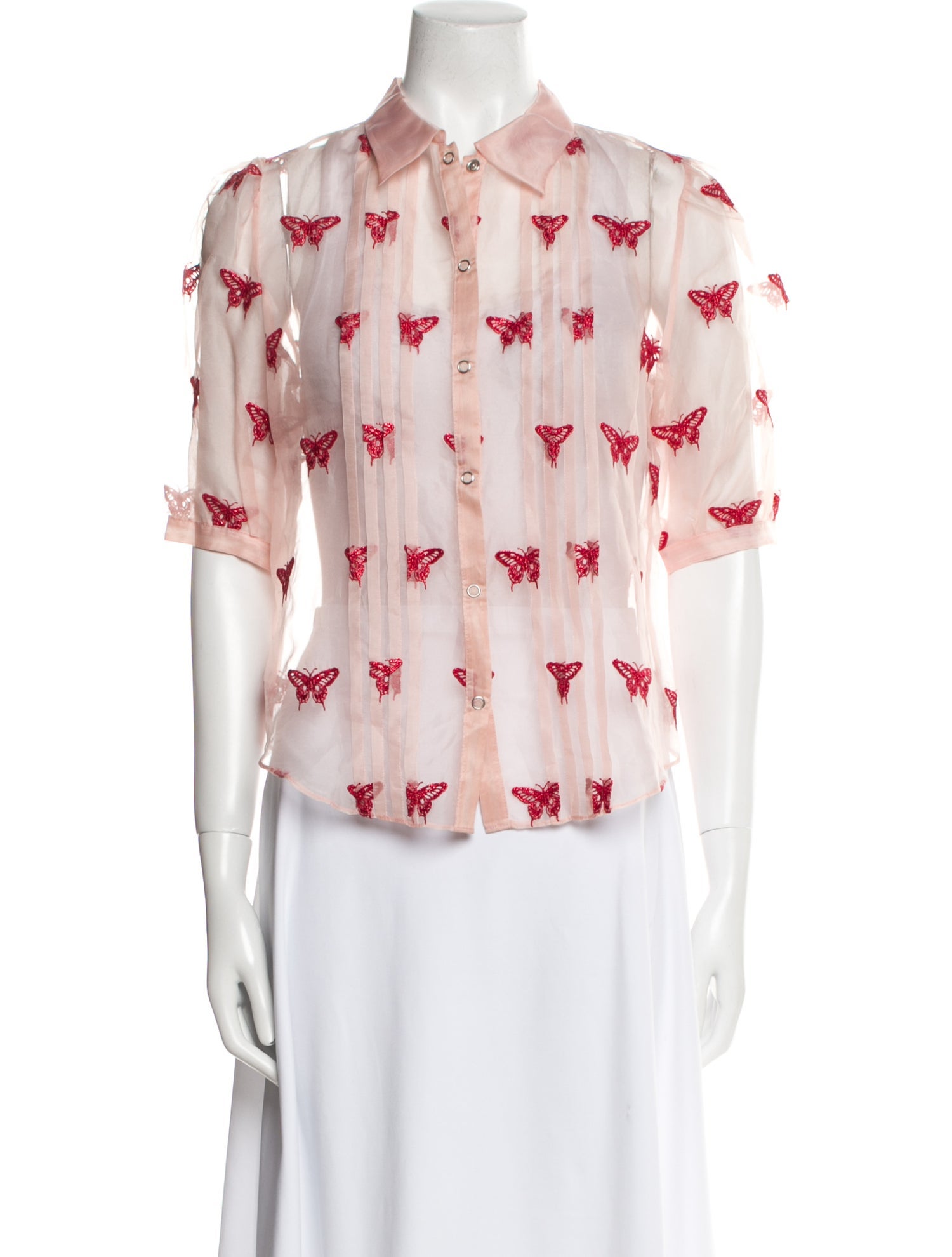 Fleur Du Mal Silk Printed Button-Up Top