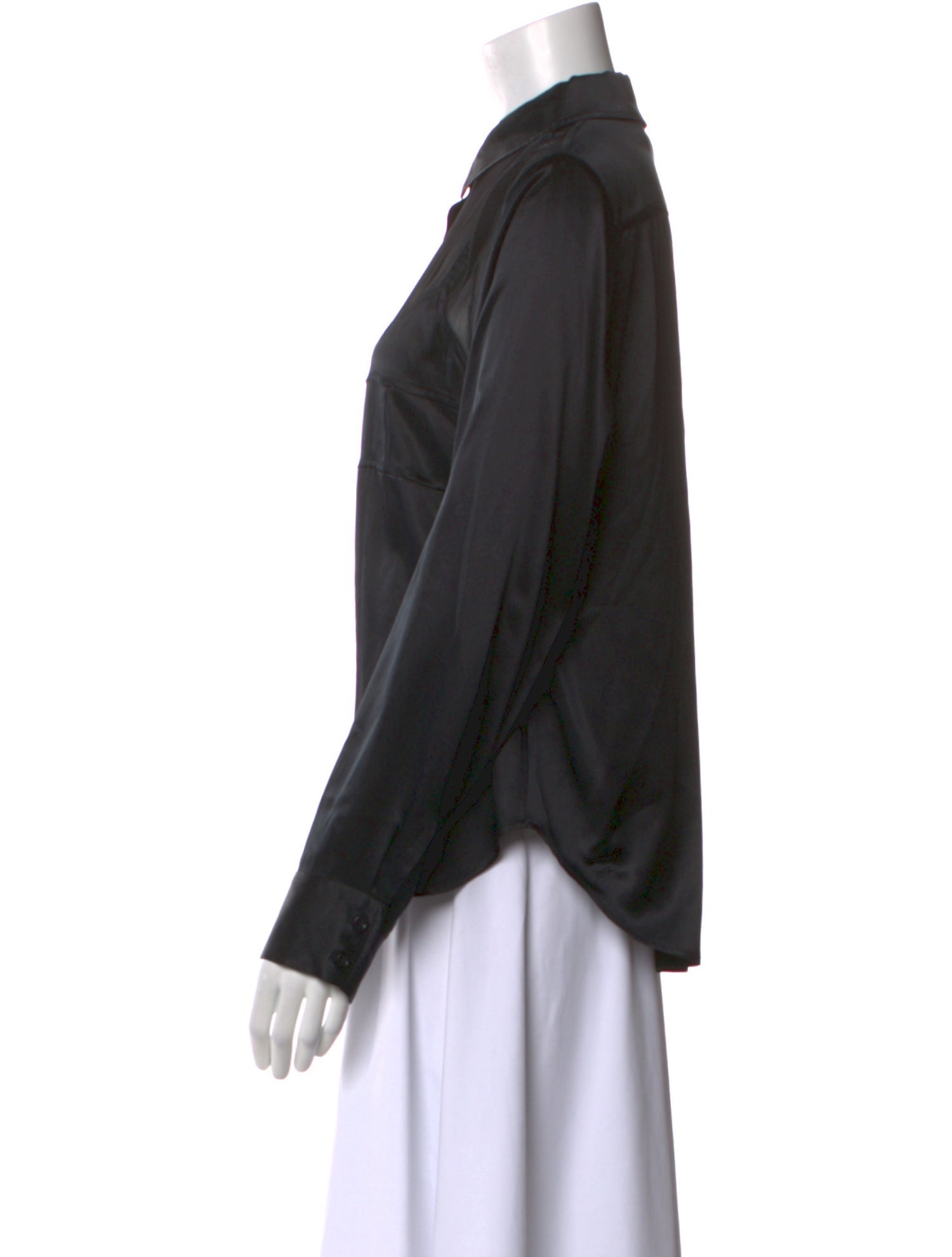 Fleur Du Mal Silk Long Sleeve Button-Up Top