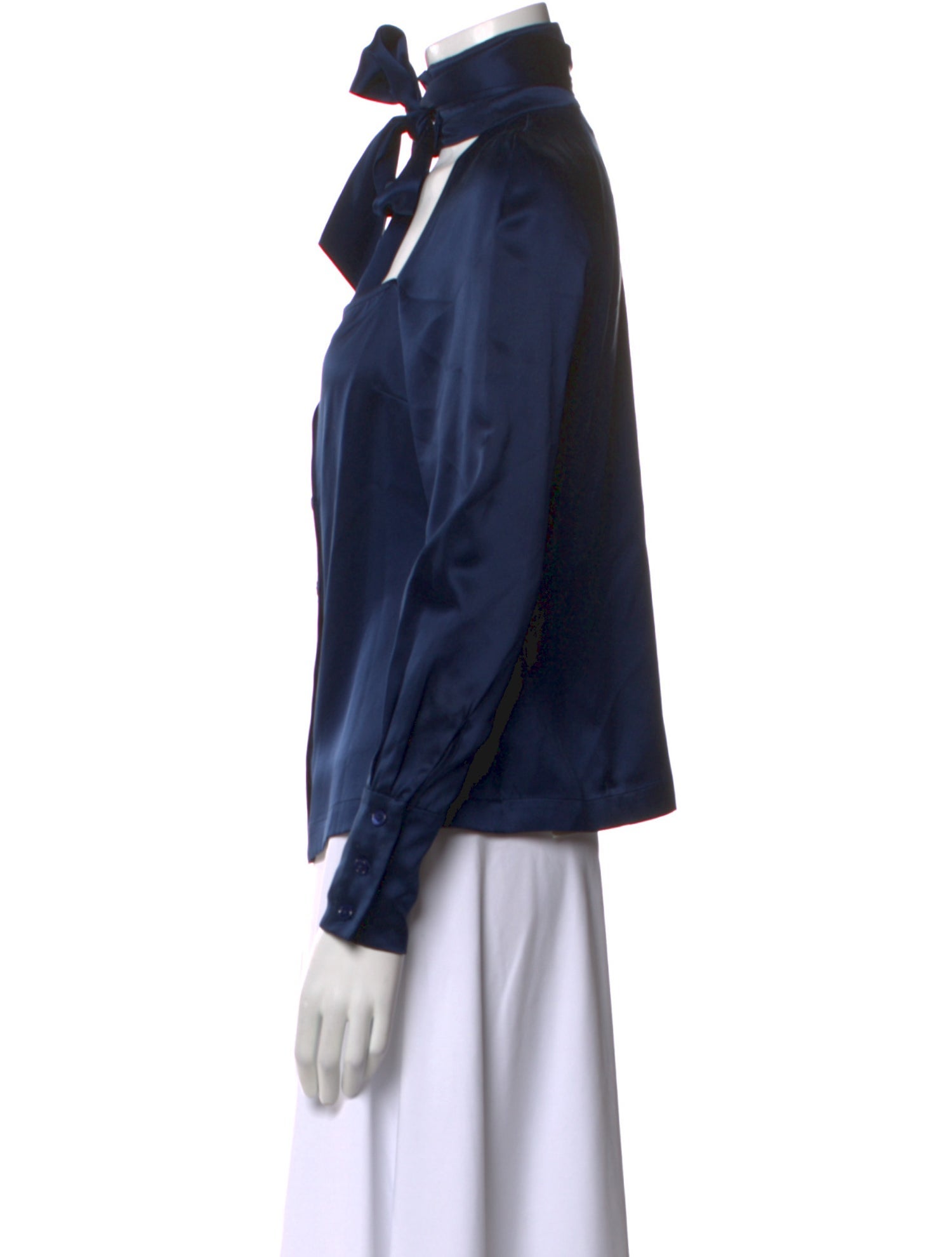 Fleur Du Mal Silk Cowl Neck Button-Up Top