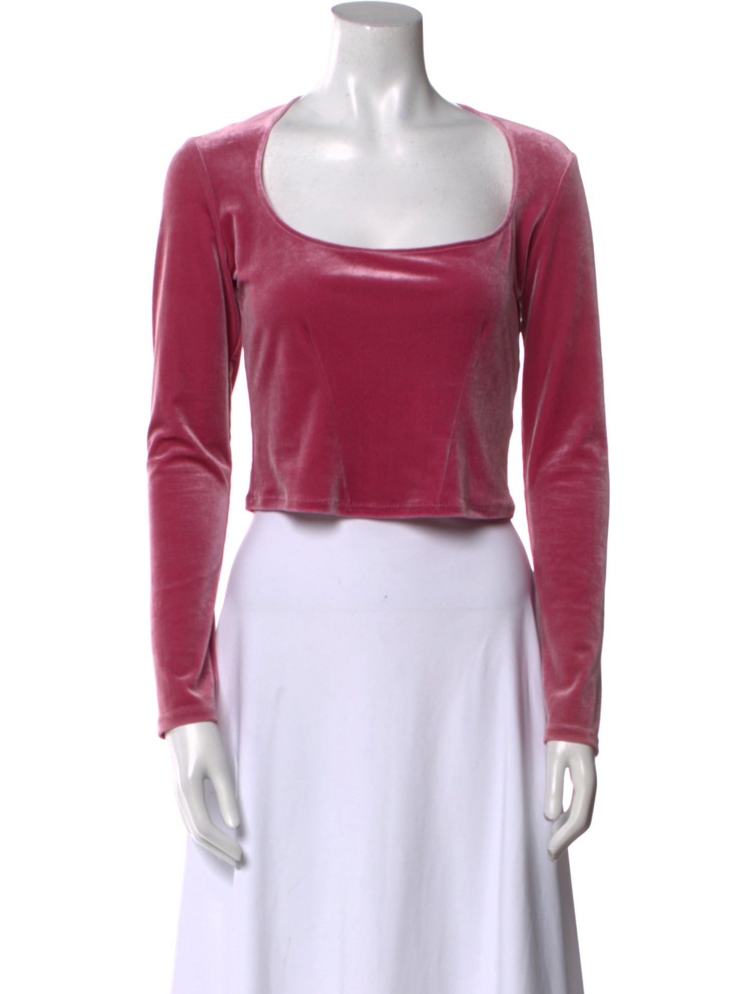 Fleur Du Mal Square Neckline Long Sleeve Crop Top