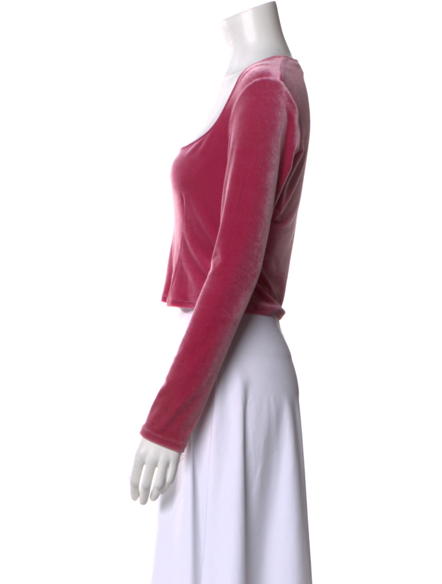 Fleur Du Mal Square Neckline Long Sleeve Crop Top