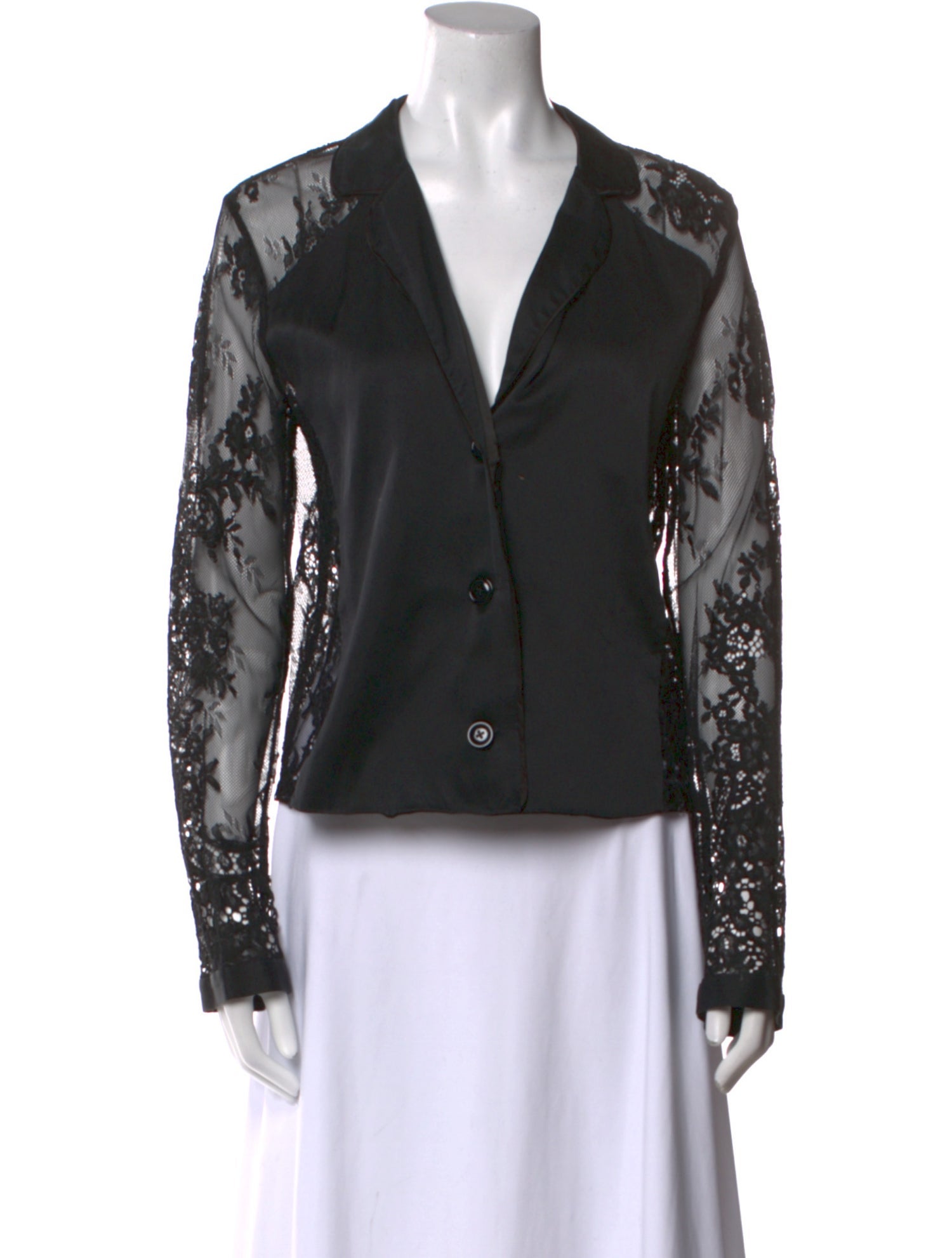 Fleur Du Mal Silk V-Neck Button-Up Top