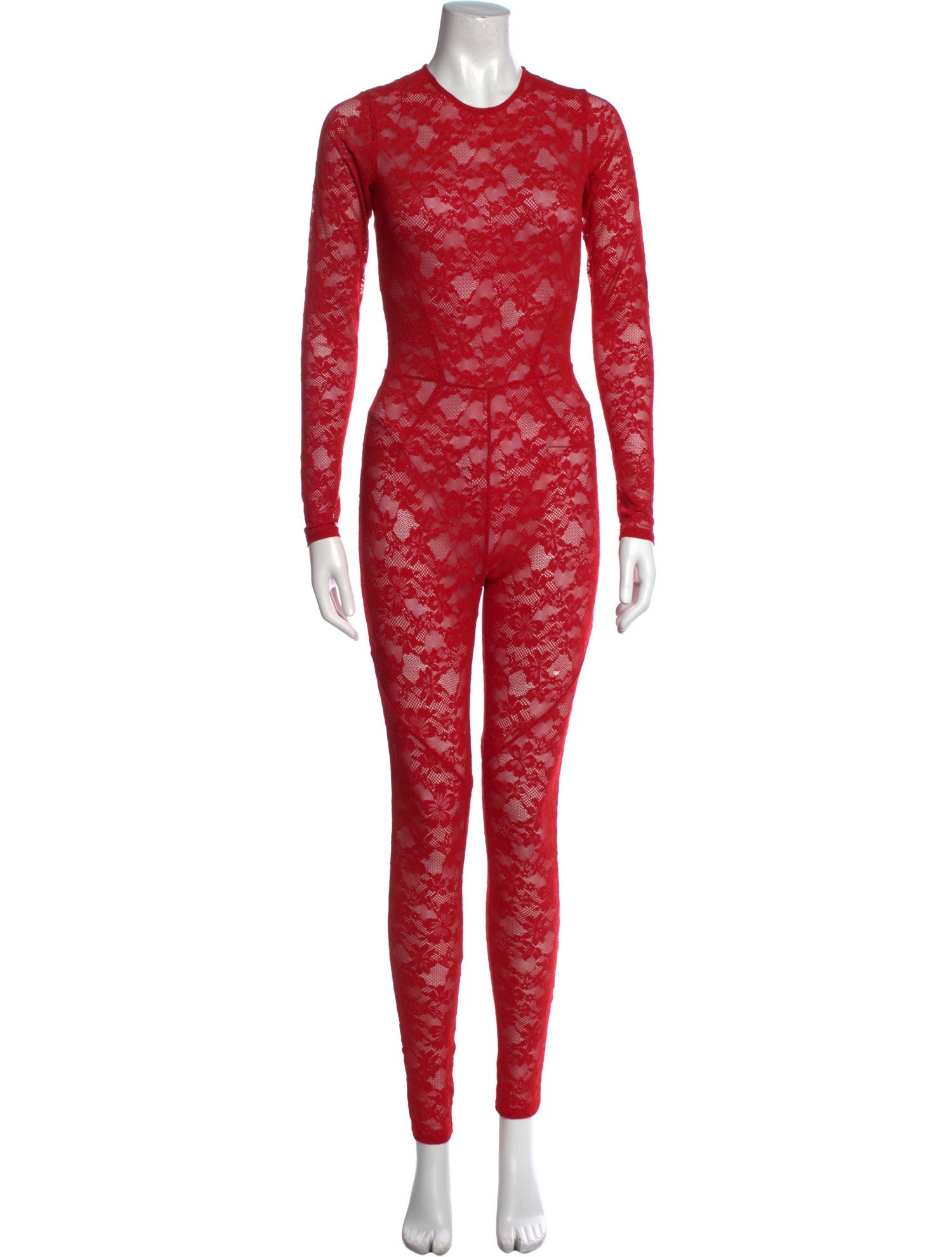 Fleur Du Mal Lace Pattern Crew Neck Jumpsuit