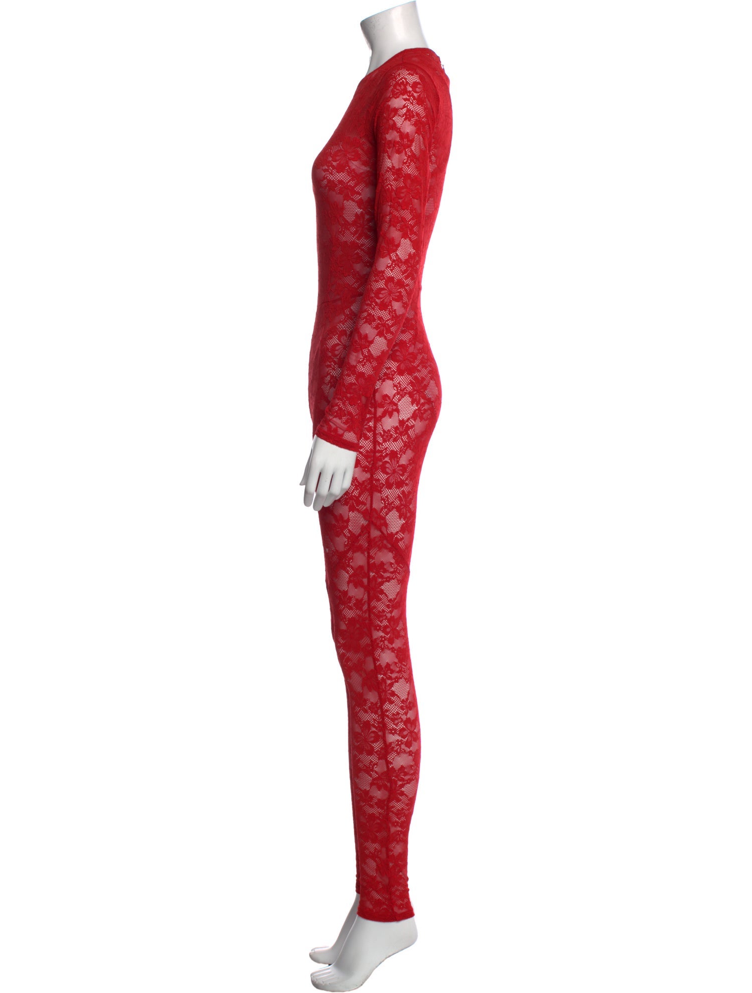 Fleur Du Mal Lace Pattern Crew Neck Jumpsuit