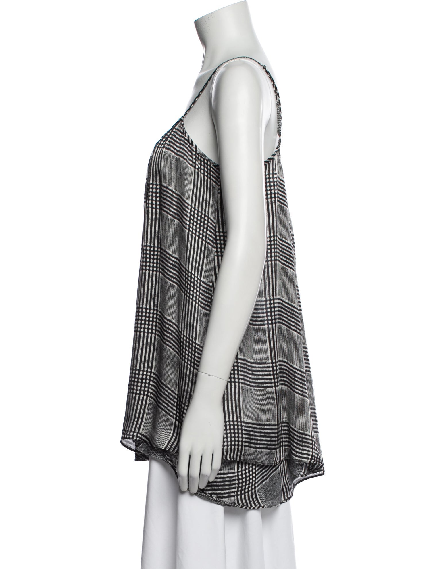 Fleur Du Mal Silk Plaid Print Top