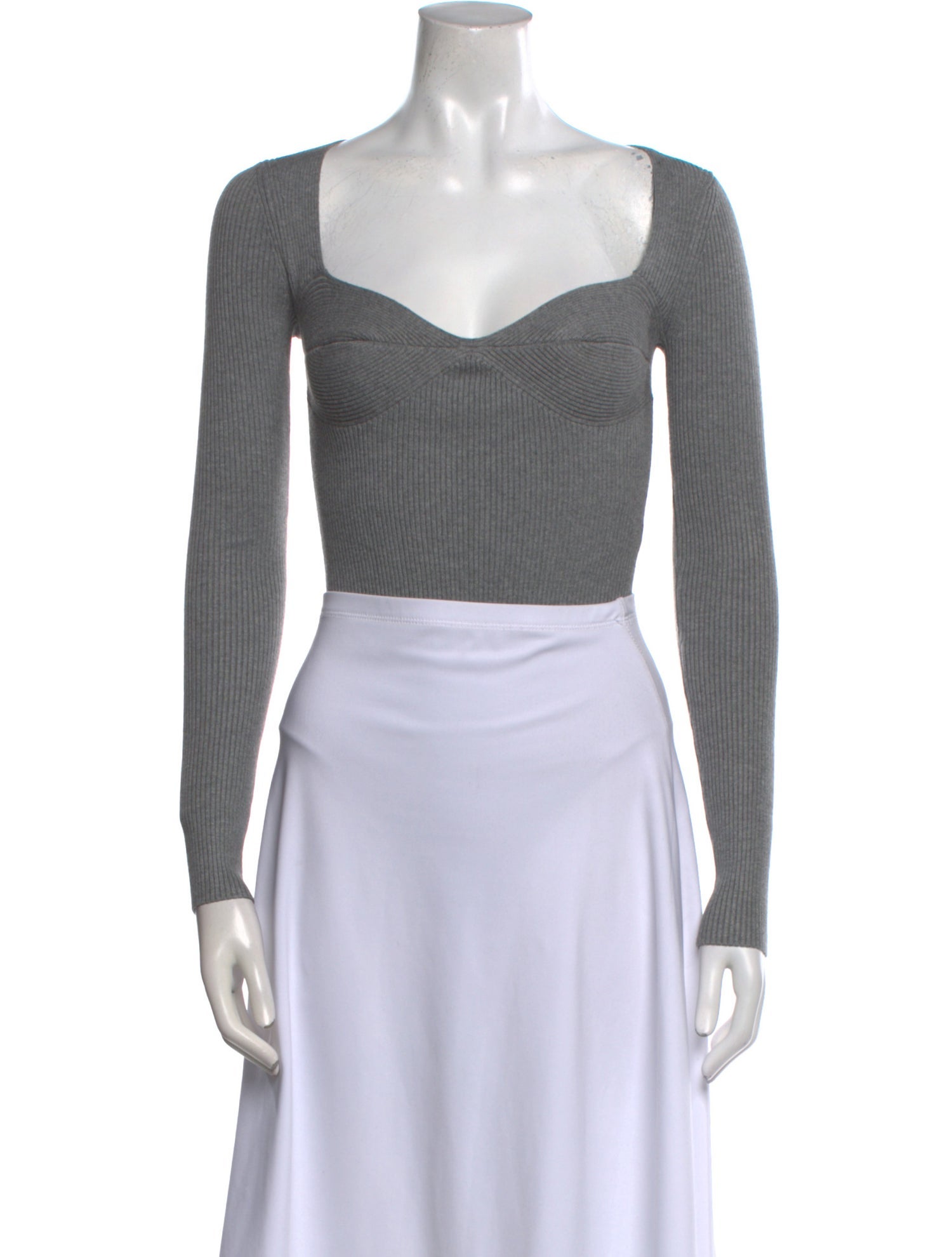 Fleur Du Mal Square Neckline Long Sleeve Crop Top