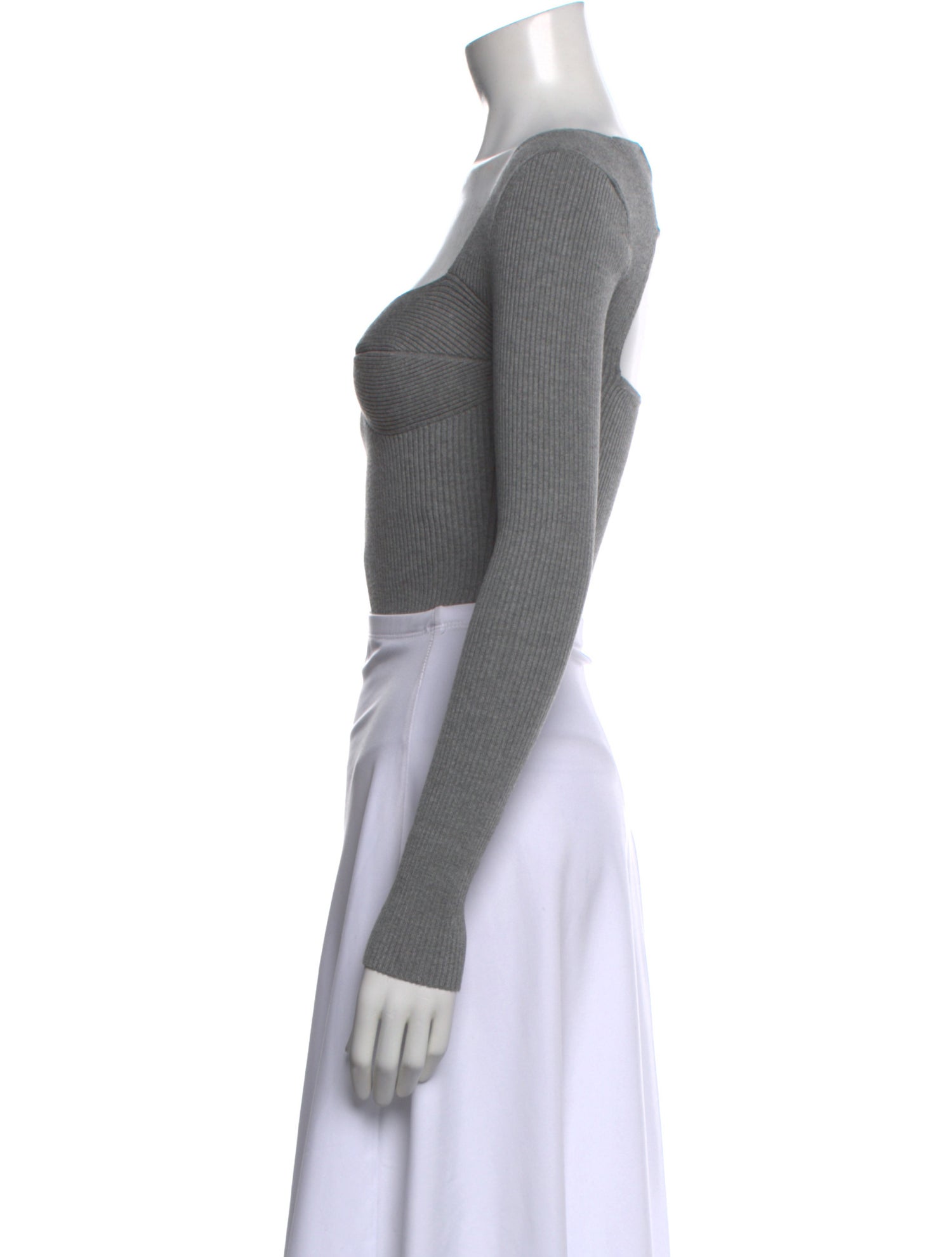 Fleur Du Mal Square Neckline Long Sleeve Crop Top