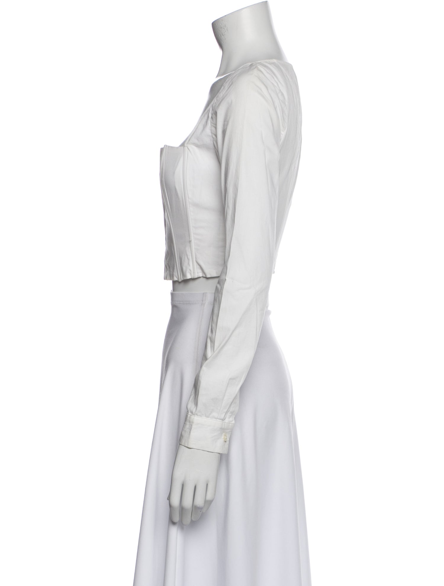 Fleur Du Mal Square Neckline Long Sleeve Crop Top