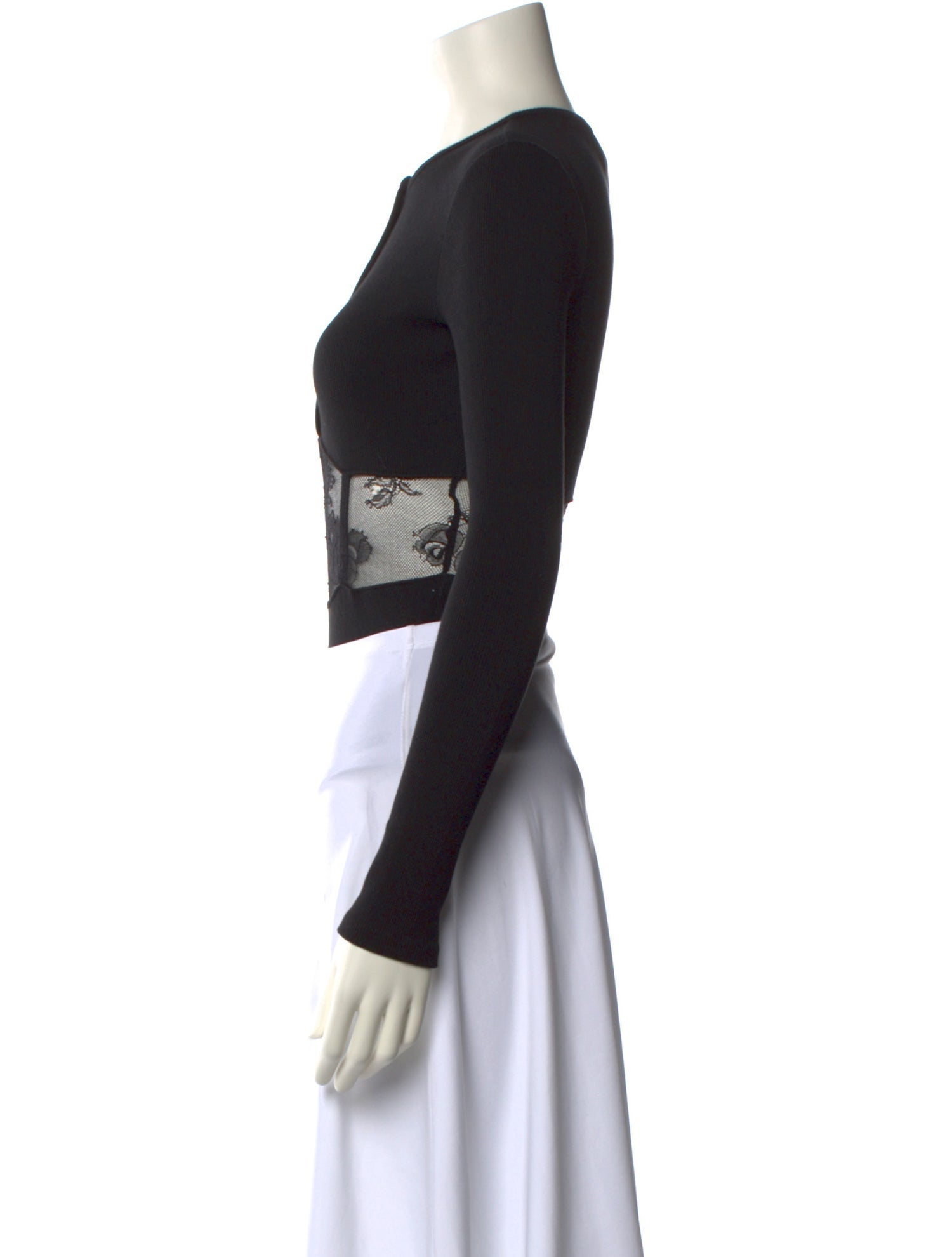 Fleur Du Mal Crew Neck Long Sleeve Crop Top