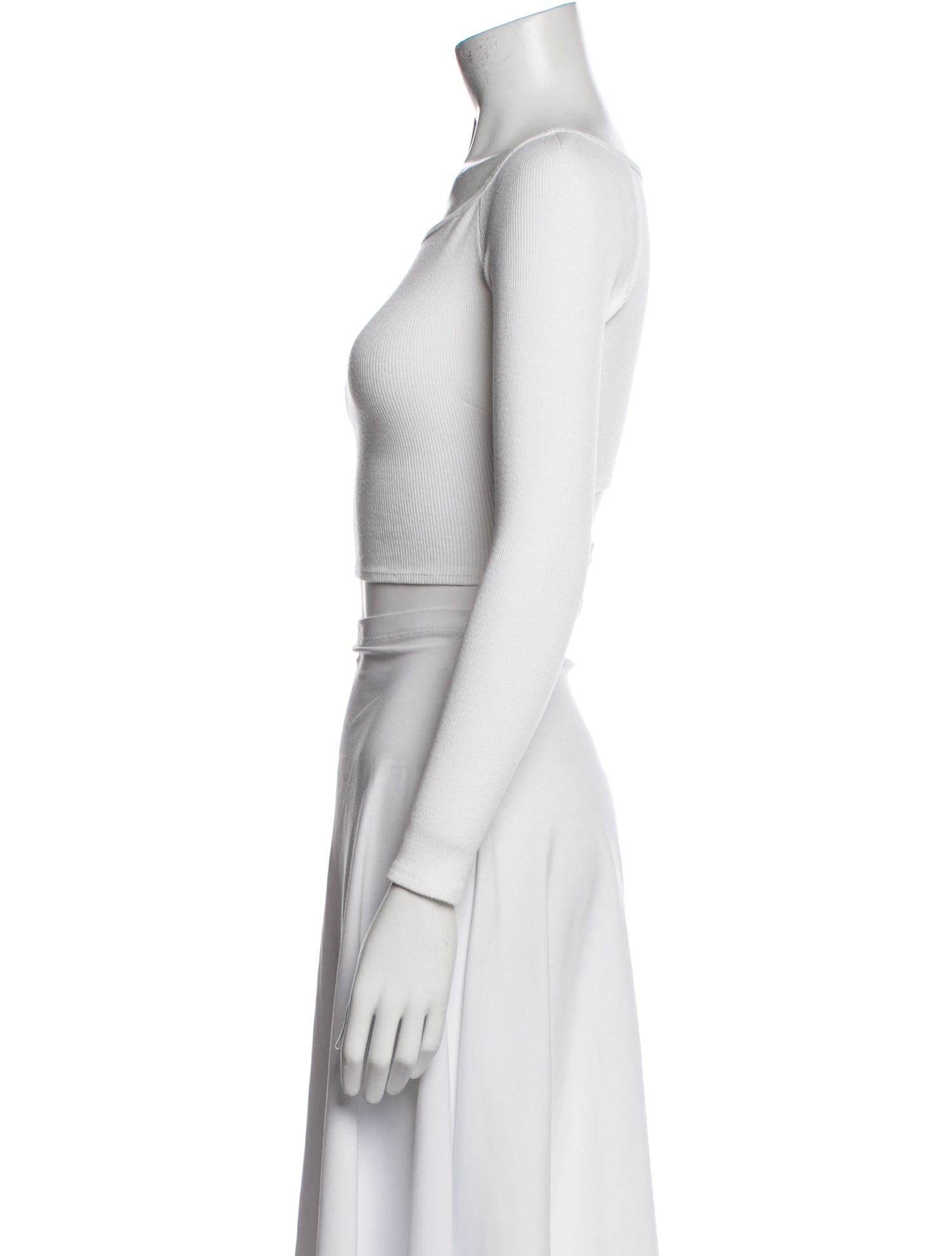 Fleur Du Mal Square Neckline Three-Quarter Sleeve Crop Top