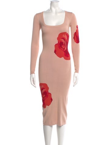 Pre-owned Fleur Du Mal Printed Midi Length Dress In Pink