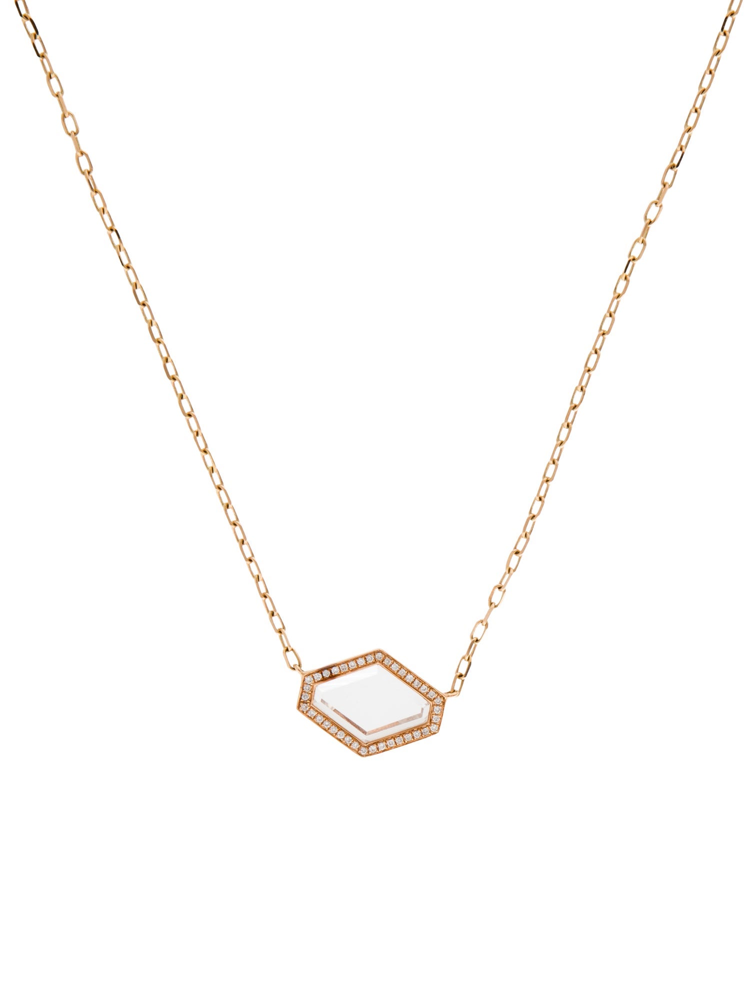 Walters Faith 18K Rock Crystal & Diamond Elongated Hexagonal Pendant Necklace