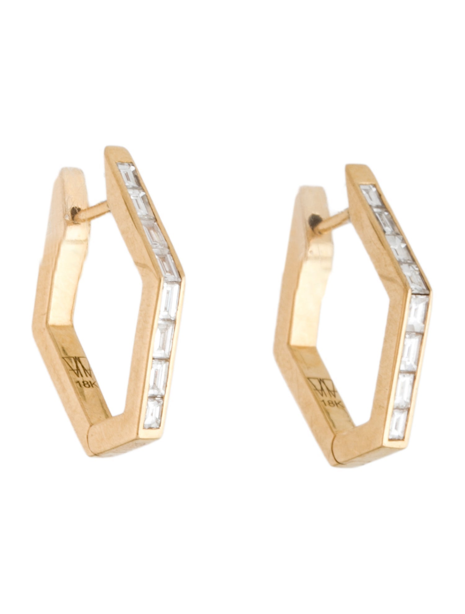 Walters Faith 18K Diamond Quentin Hexagon Hoop Earrings