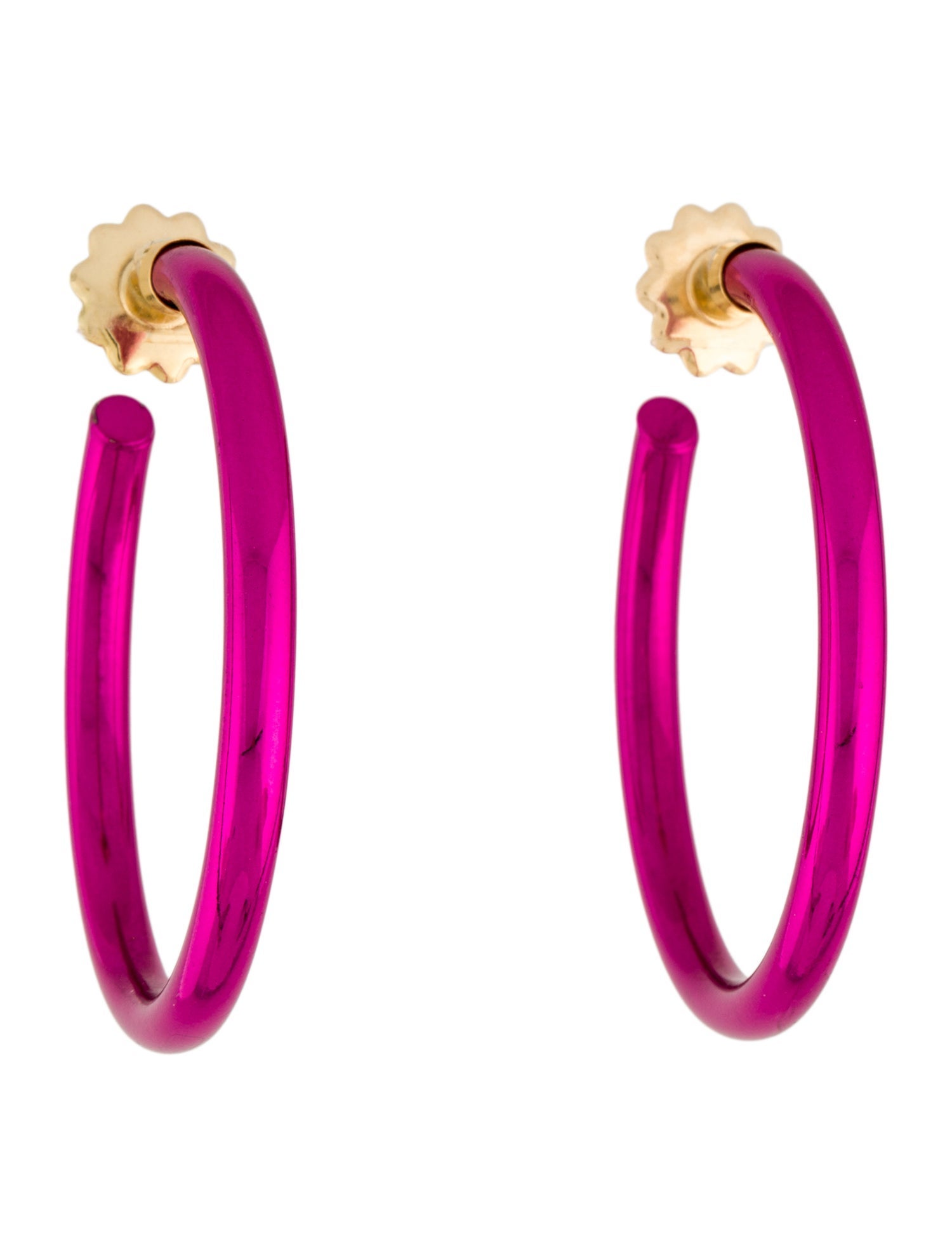Faraone Mennella 18K Barbarella Small Pink Hoop Earrings