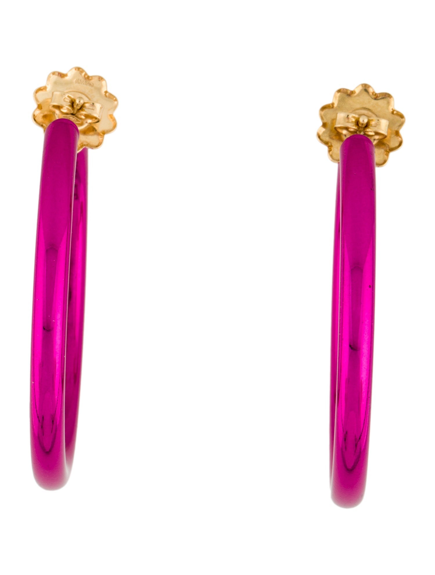 Faraone Mennella 18K Barbarella Small Pink Hoop Earrings