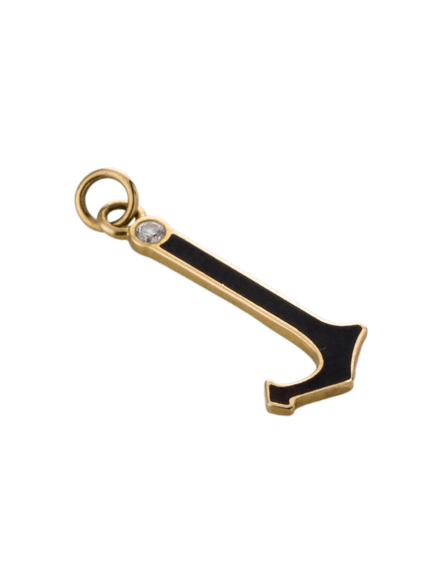 FoundRae 18K Enamel & Diamond Point Initial "J" Pendant 18K Yellow