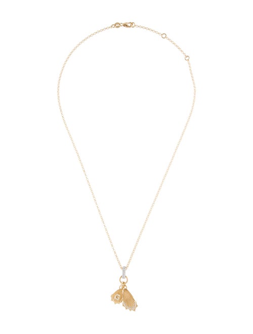 FoundRae 18K Diamond Initial Letter 'G' Butterfly Wings Miniature Medallion Necklace