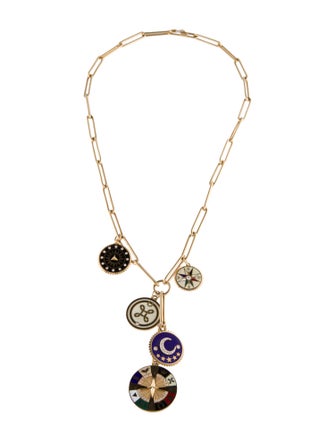 FoundRae 18K Diamond & Enamel 5 Medallion Necklace