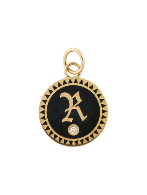 FoundRae 18K Enamel & Diamond Initial 'R' Medallion