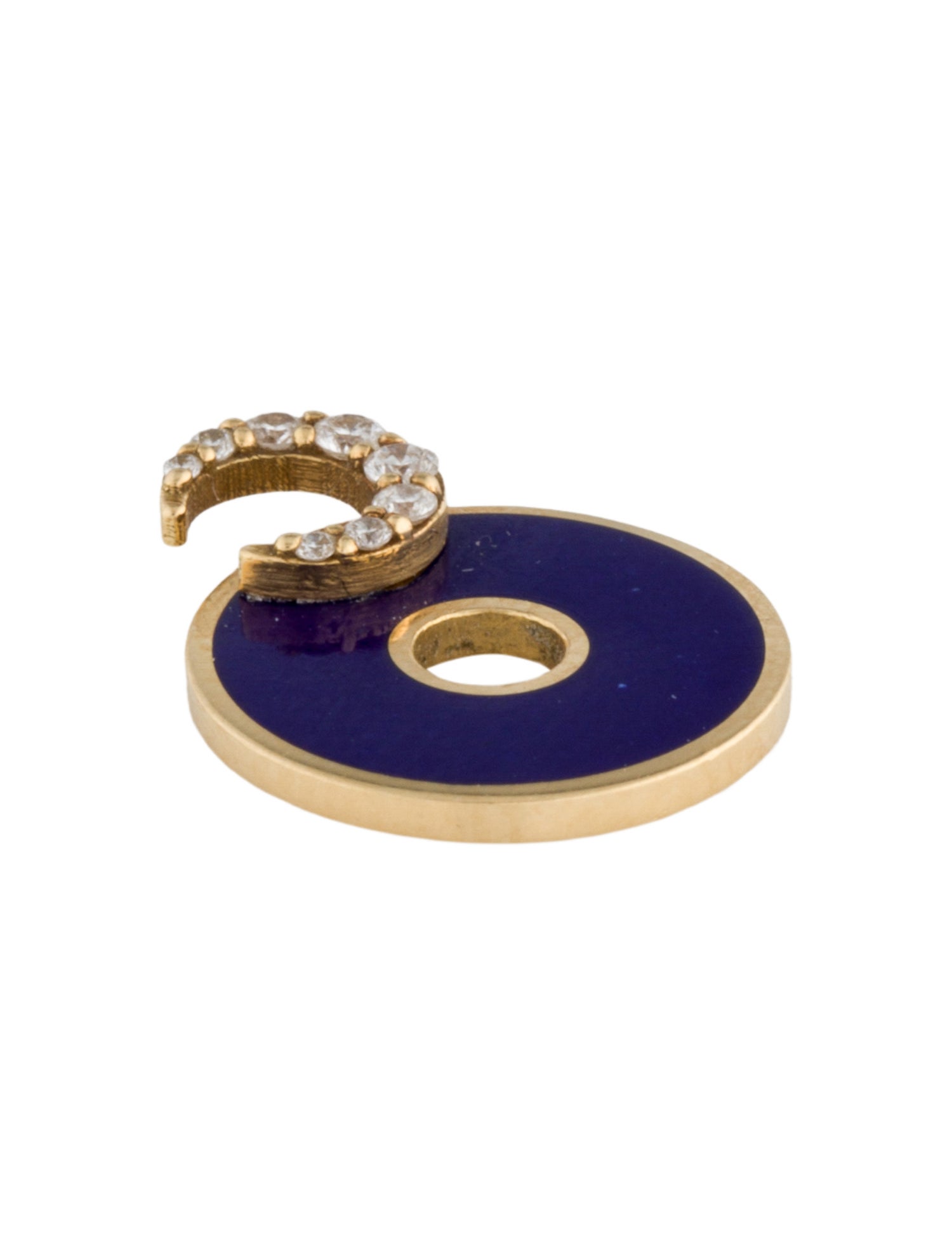FoundRae 18K Diamond Crescent Disk Charm