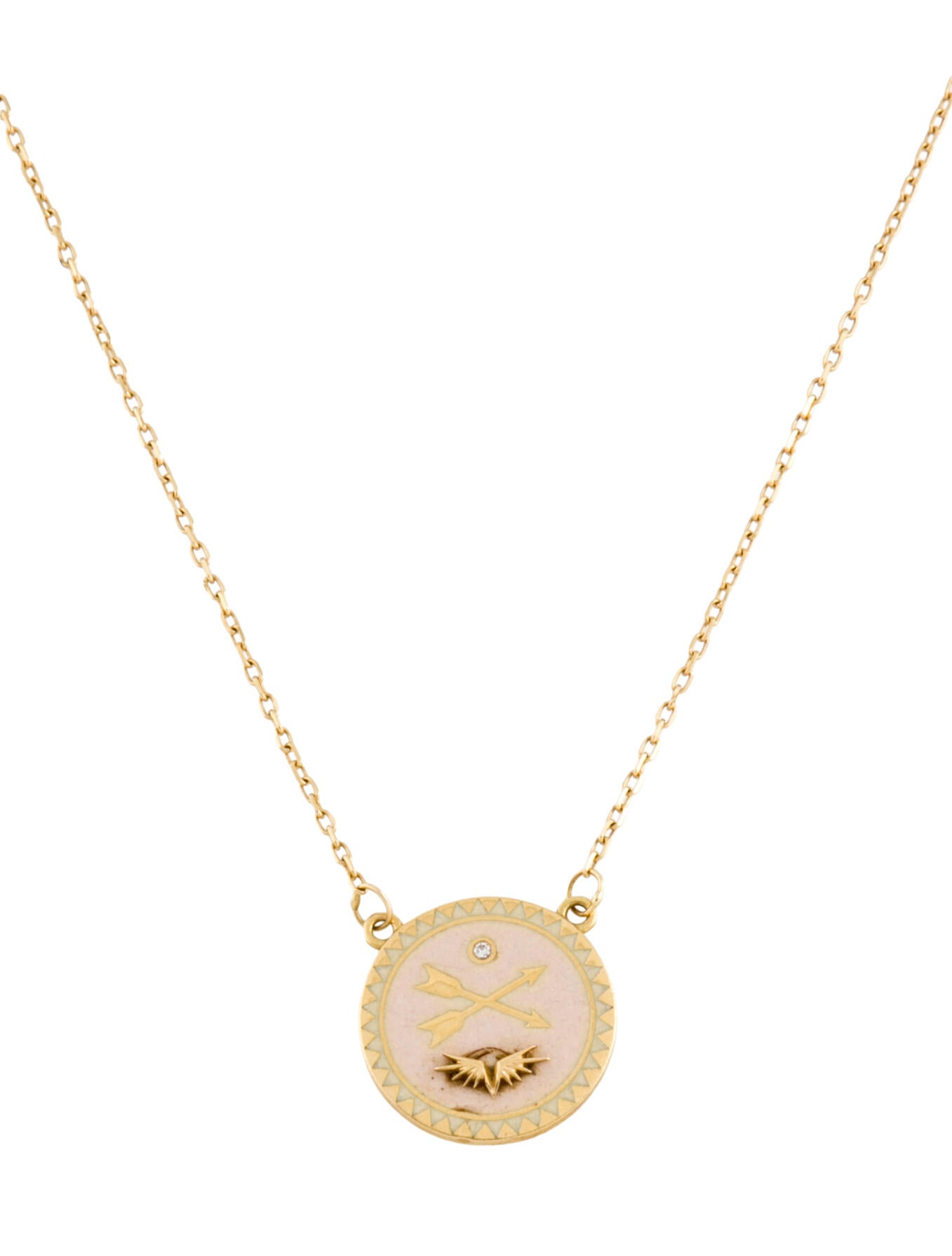 FoundRae 18K Diamond Passion Champleve Enamel Pendant Necklace