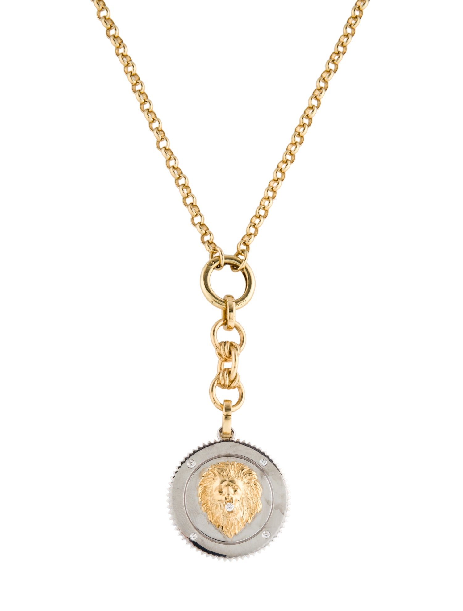 FoundRae 18K Diamond Strength Lion Pendant Necklace