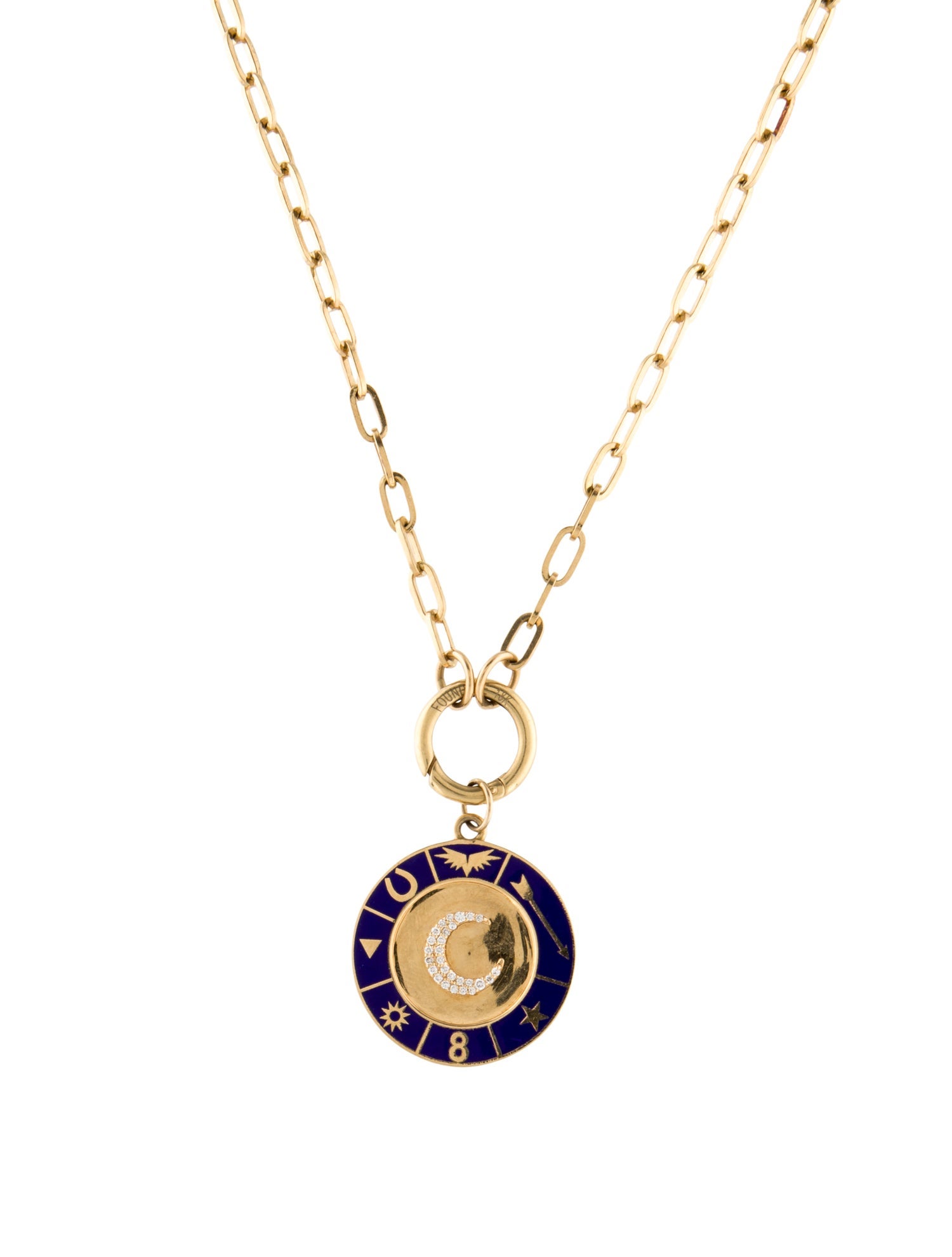 FoundRae 18K Diamond & Enamel Crecere Pendant Necklace