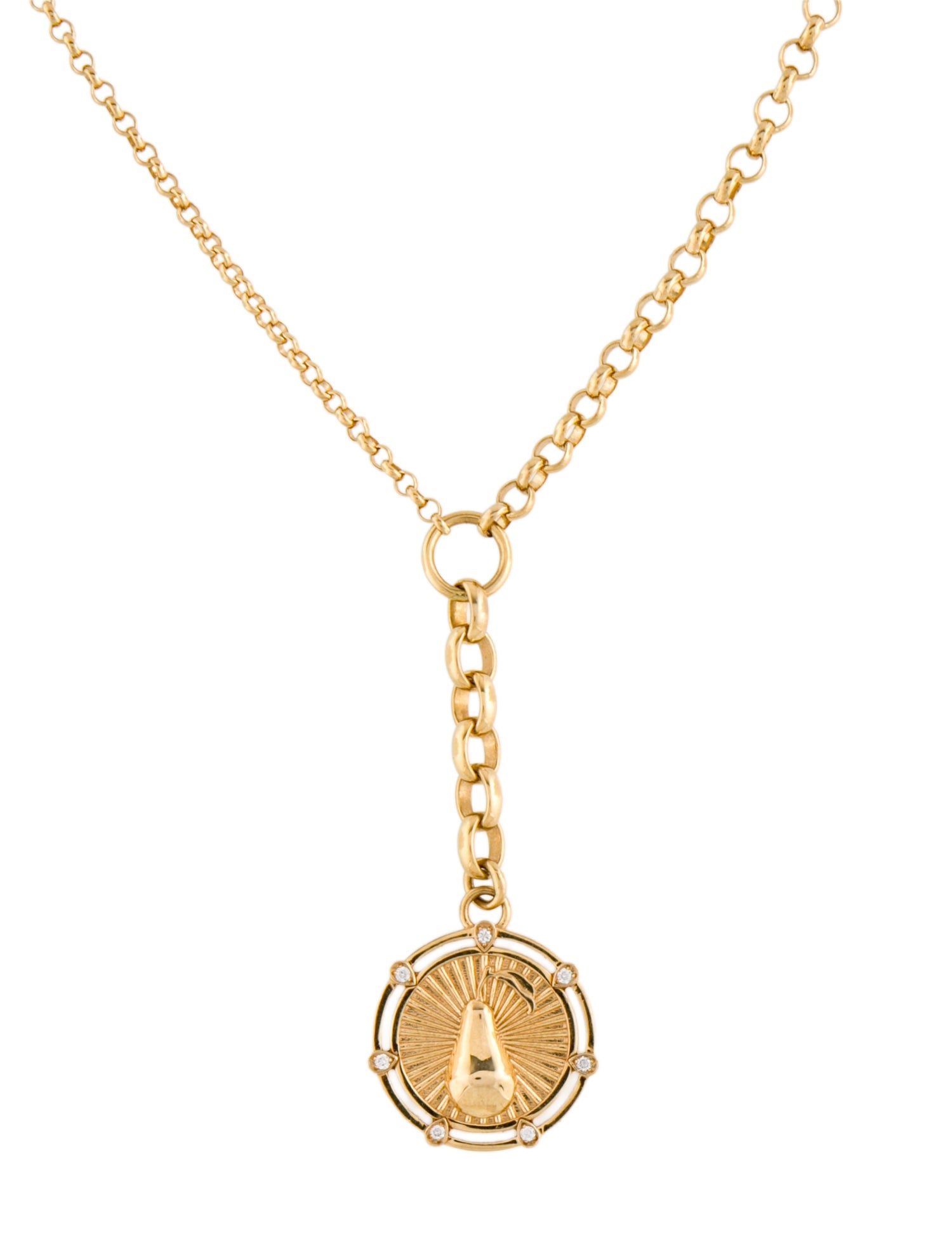 FoundRae 18K Diamond Pear Medium Mixed Belcher Extension Chain Pendant Necklace