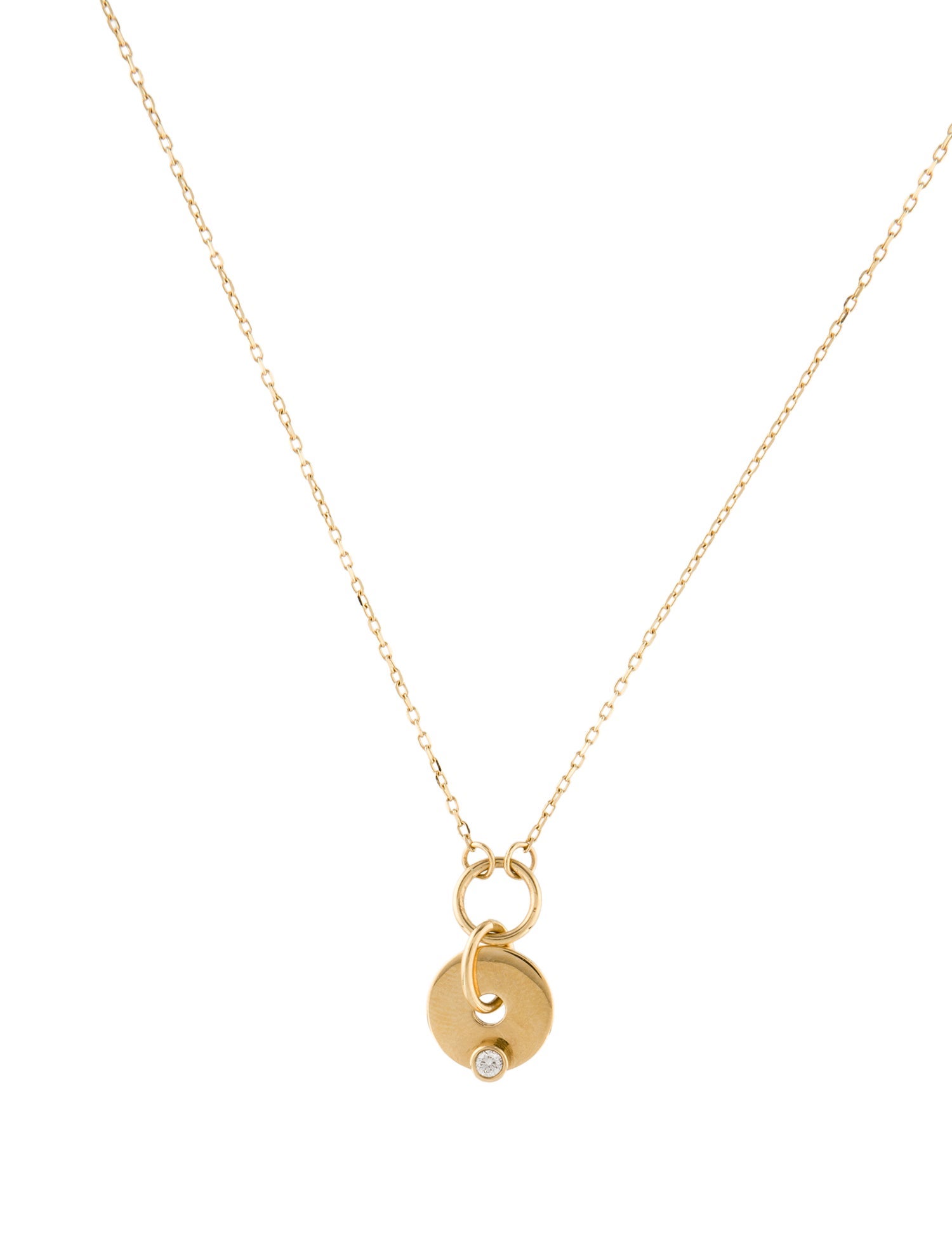 FoundRae 18K Diamond Symbol Disc Pendant Necklace