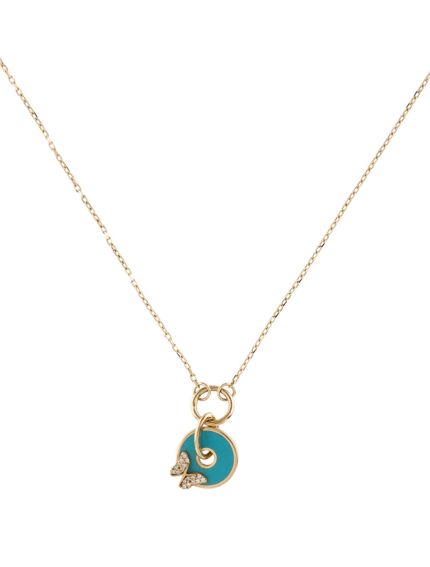 FoundRae 18K Butterfly Reverie Symbol Disc Pendant Necklace