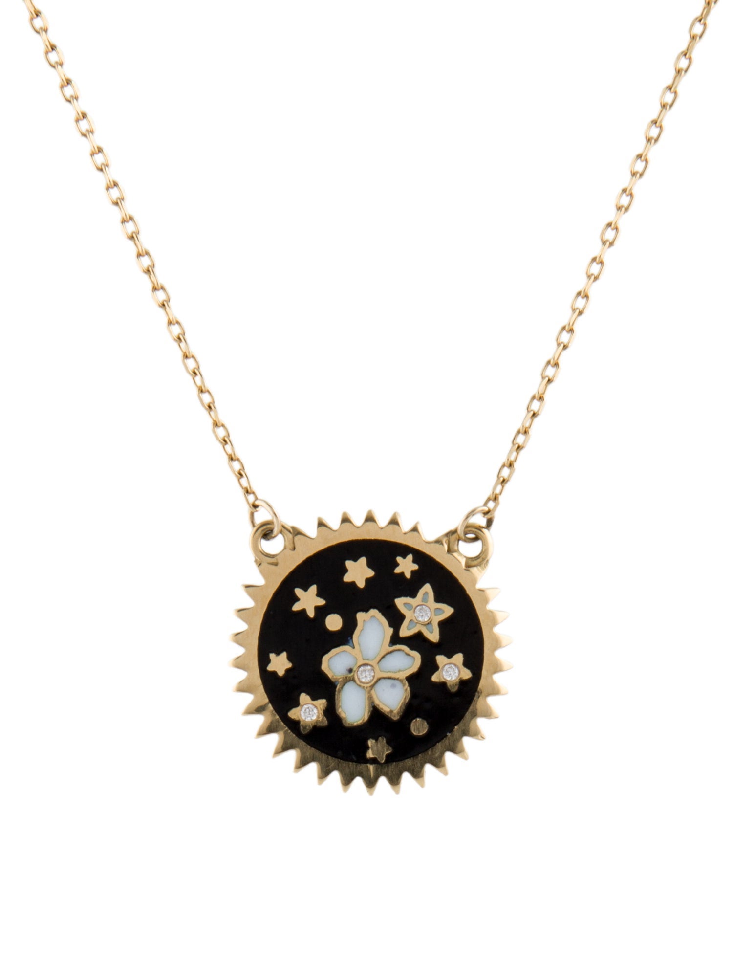 FoundRae 18K Diamond & Enamel Resilience Pendant Necklace