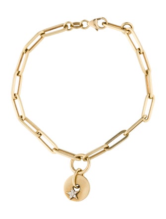 FoundRae 18K Diamond Star Disk Charm Bracelet